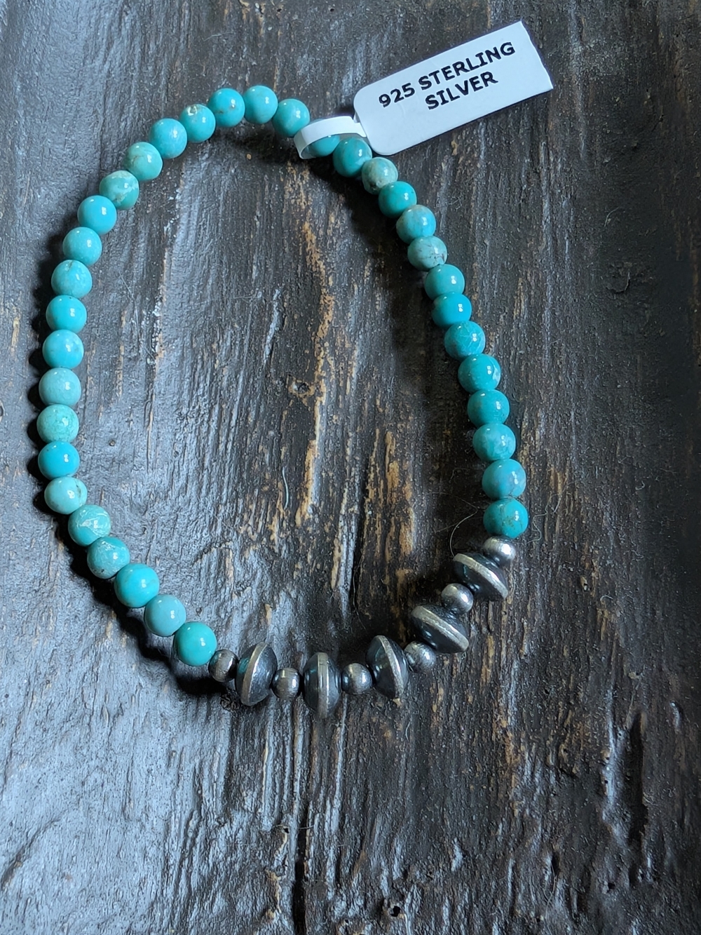 Turquoise Beaded Bracelet with Sterling Silver Accents